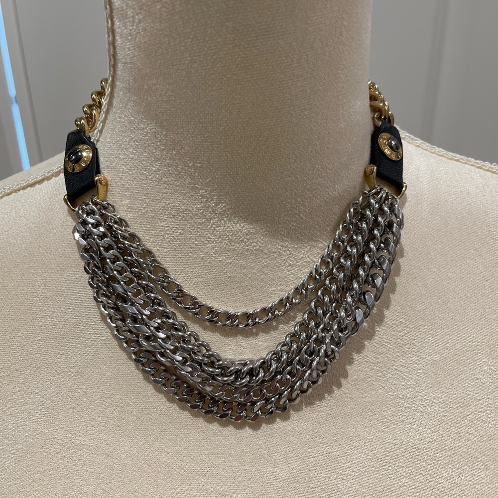 Henri Bendel necklace. Layered chunky silver and gold